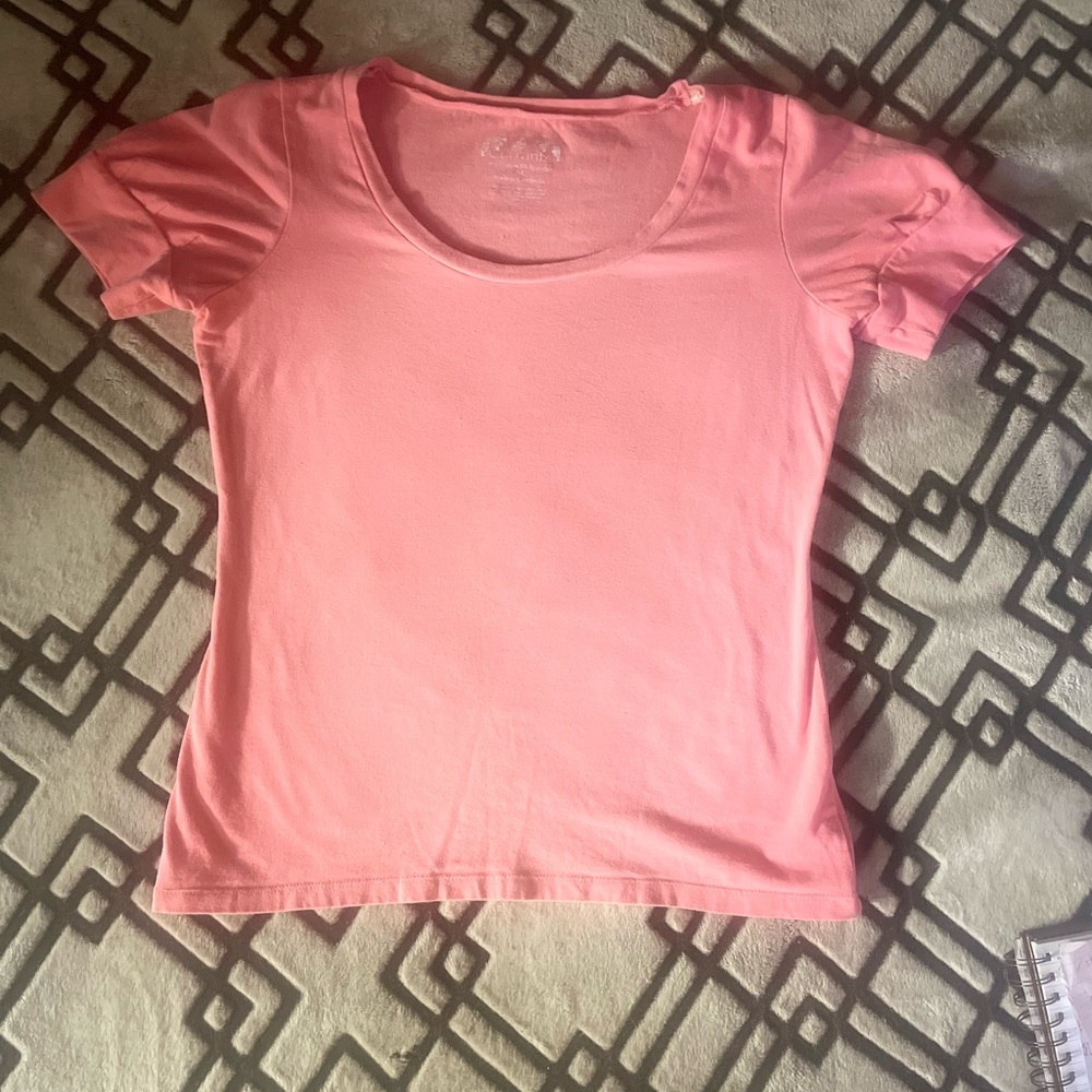 Currants Casual Pink Short Sleeve Women's Tee Female Size Medium
